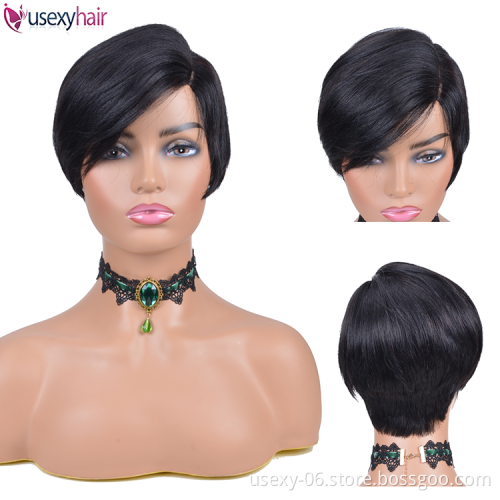 Wholesale Virgin Cuticle Aligned 100% Hair Human Hair Wigs Pixie Cut Short Brazilian Hair pixie wigs